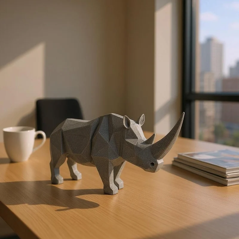 Sculpture de rhinocéros géométrique moderne pour la maison