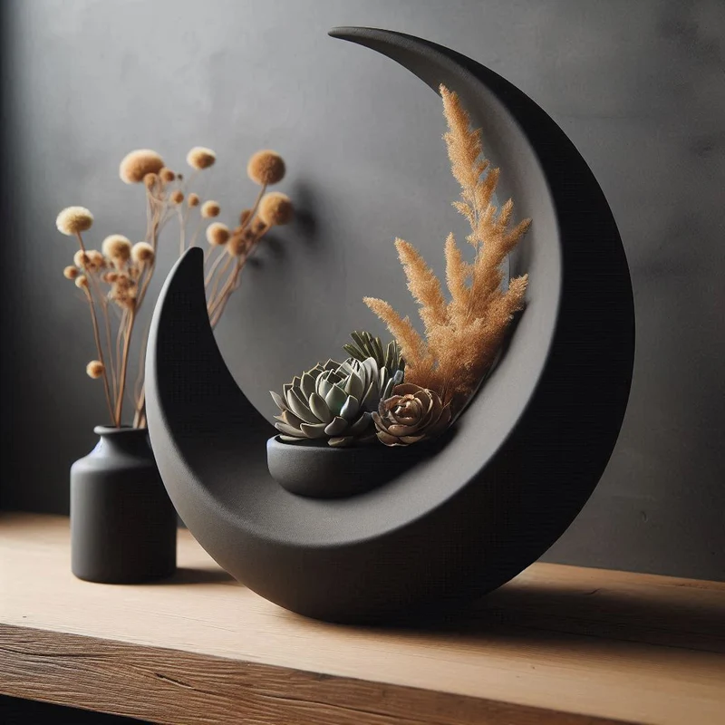 Vase décorative en forme de lune pour fleurs et plantes