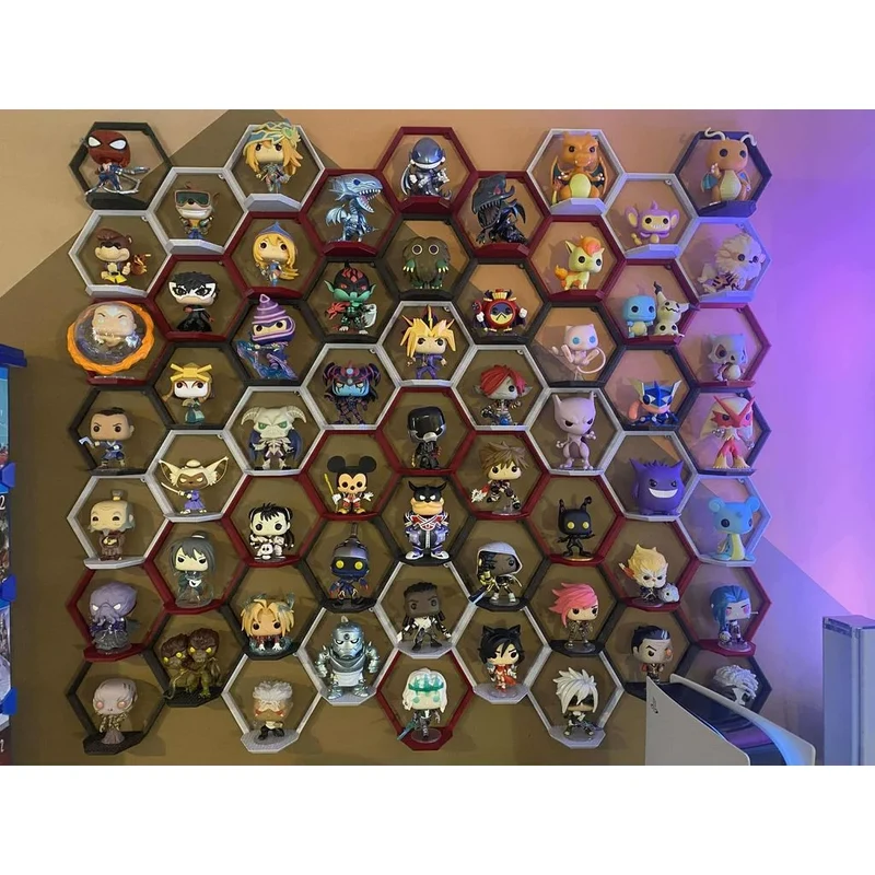 Présentoir mural hexagonal modulaire pour Funko Pop