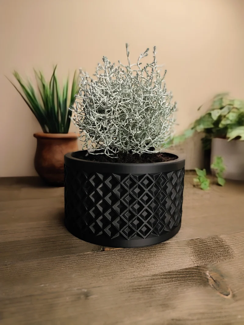 Pot de fleurs géométrique moderne avec carrés inclinés