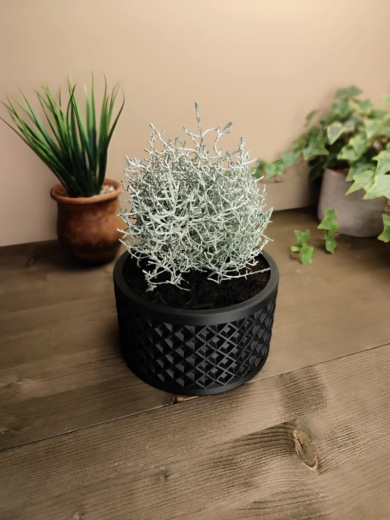 Pot de fleurs géométrique moderne avec carrés inclinés