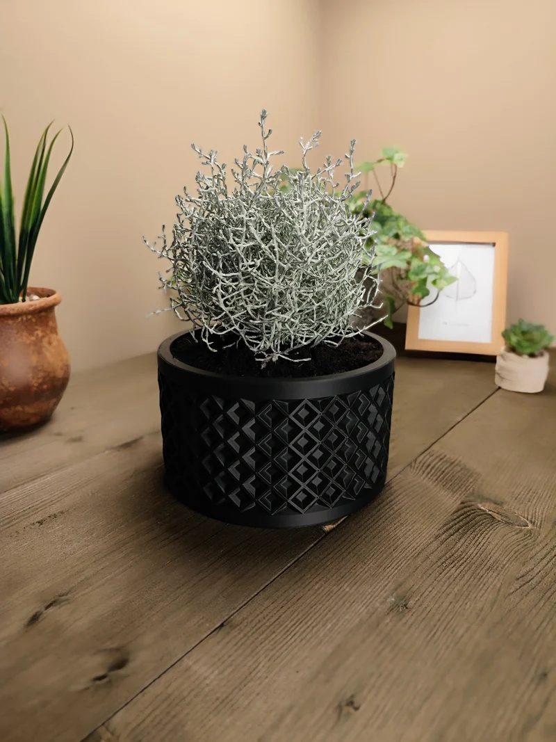 Pot de fleurs géométrique moderne avec carrés inclinés