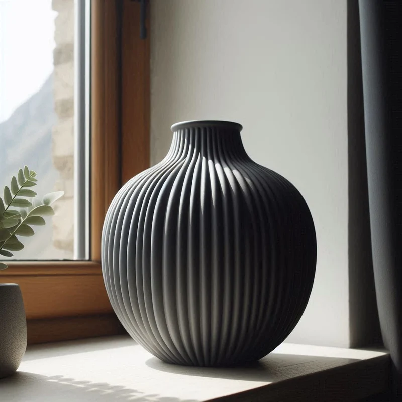 Vase moderne côtelée avec surface structurée