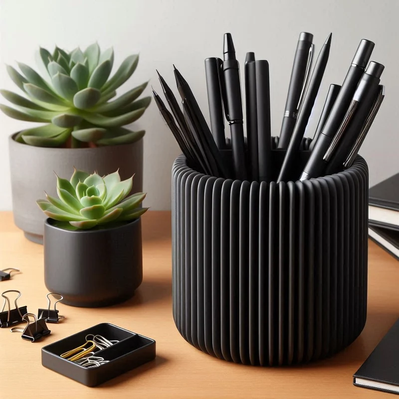 Porte-crayons côtelé moderne pour bureau
