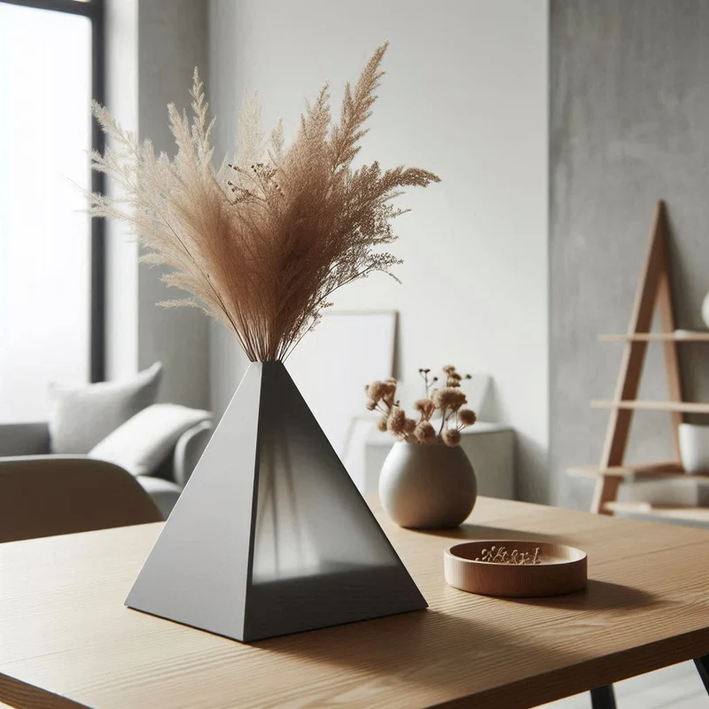 Vase moderne en forme de pyramide au design semi-transparent