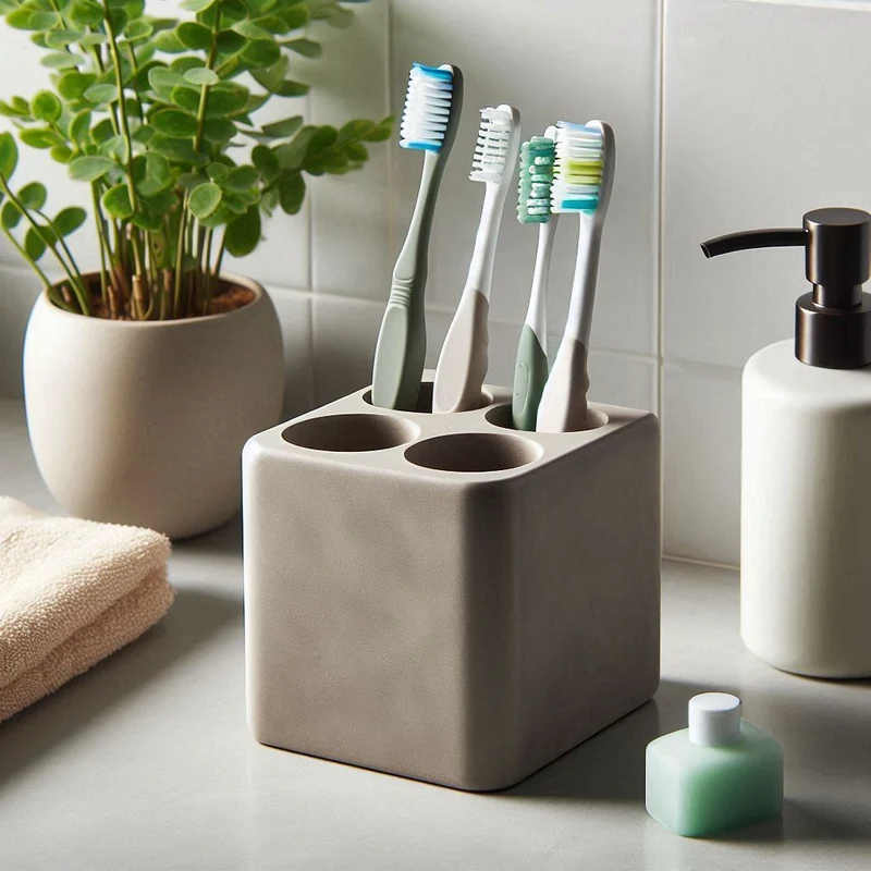 Porte-brosses à dents moderne avec quatre compartiments séparés