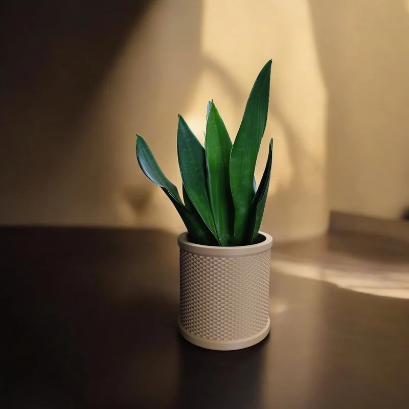 Cache-pot en rotin rétro style Mid-Century
