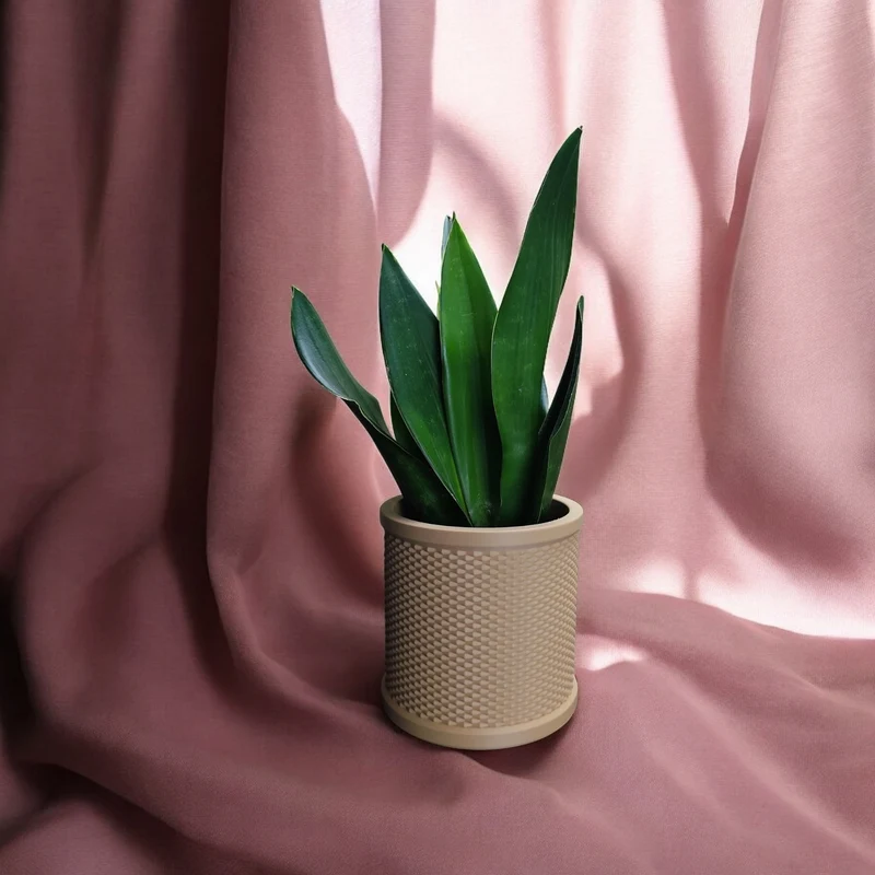 Cache-pot en rotin rétro style Mid-Century