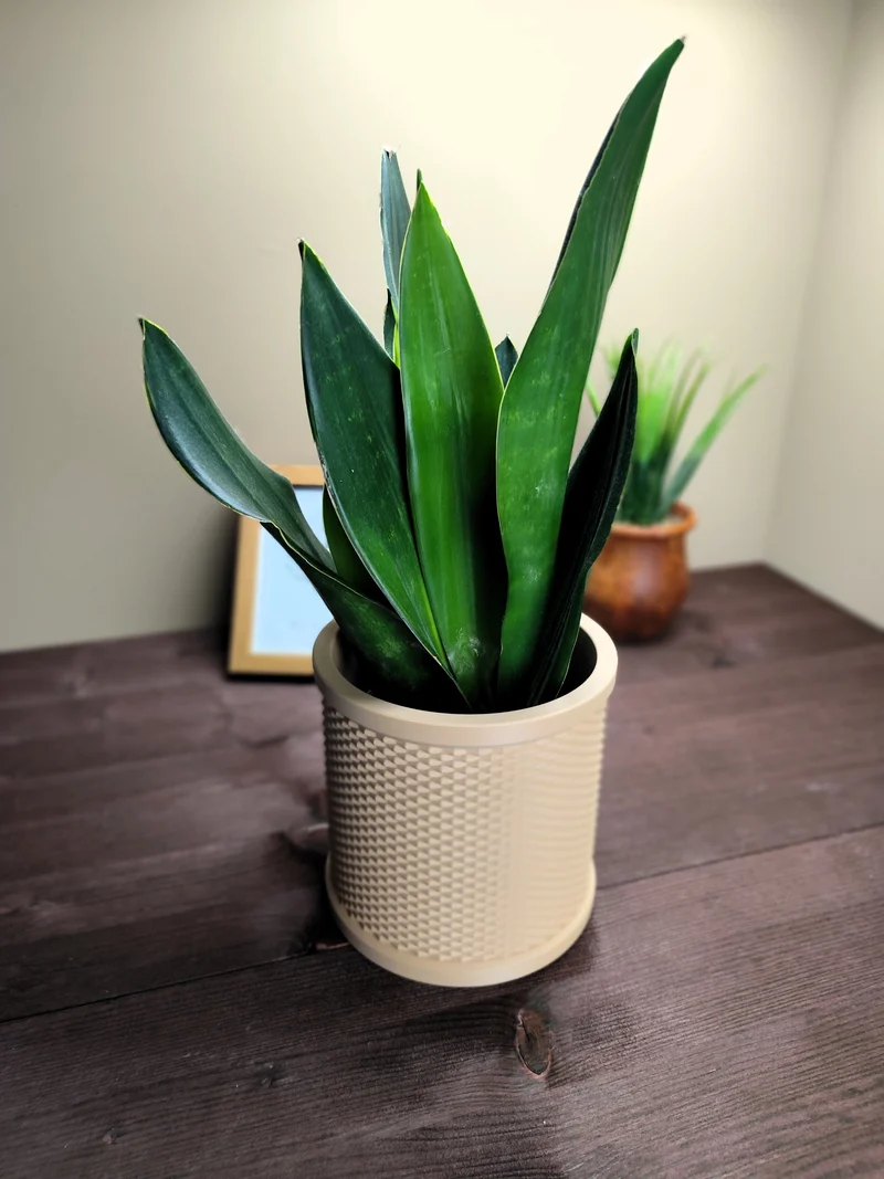 Cache-pot en rotin rétro style Mid-Century