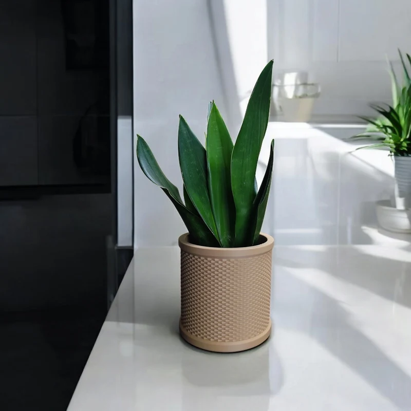 Cache-pot en rotin rétro style Mid-Century