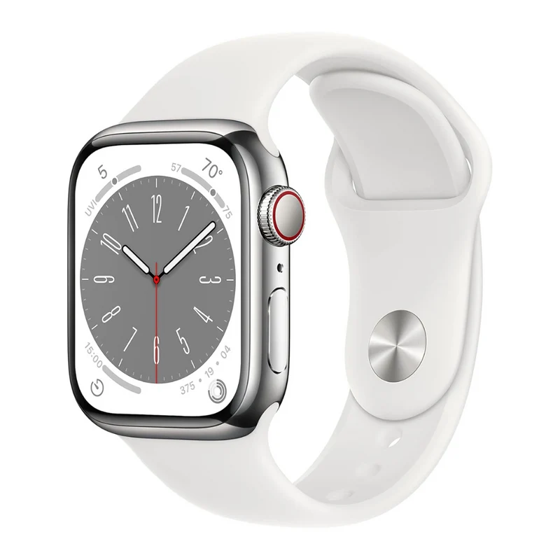 Apple Watch Series 8 Boîtier en acier inoxydable 41 mm Cellular - Argent