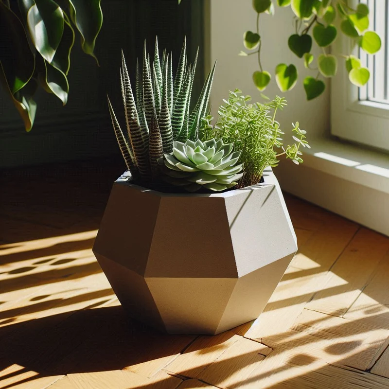 Pot de fleurs octogonal moderne pour succulentes