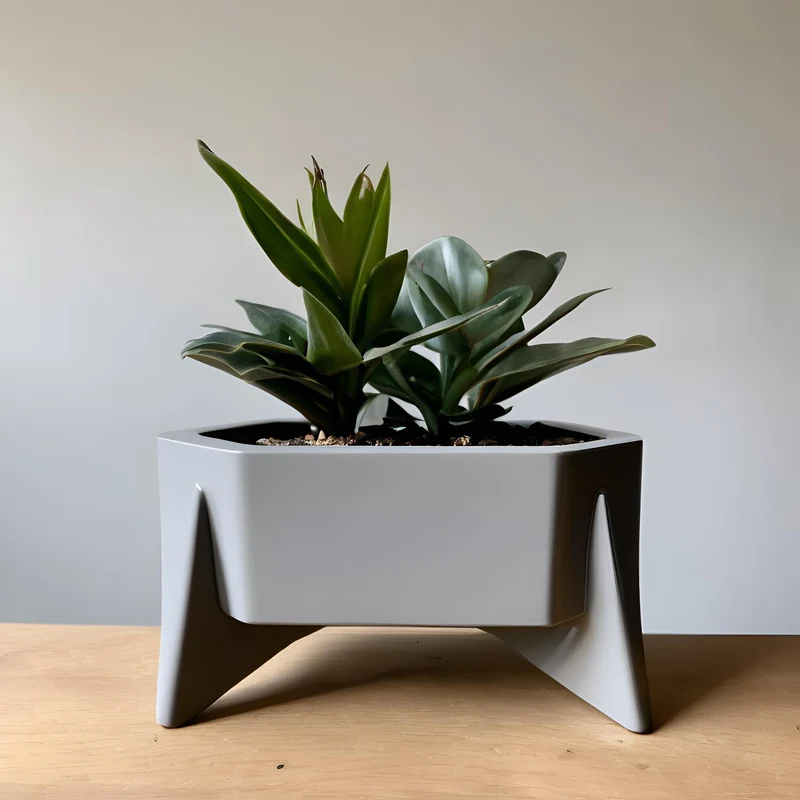 Cache-pot hexagonal moderne mi-siècle