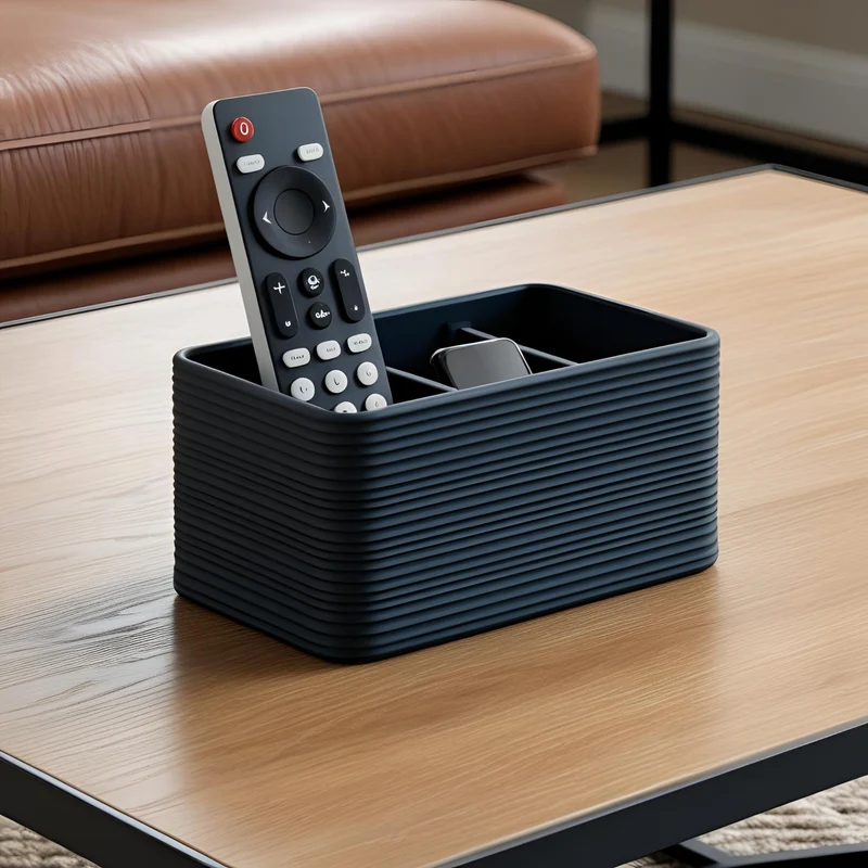 Support de télécommande au design côtelé pour table basse