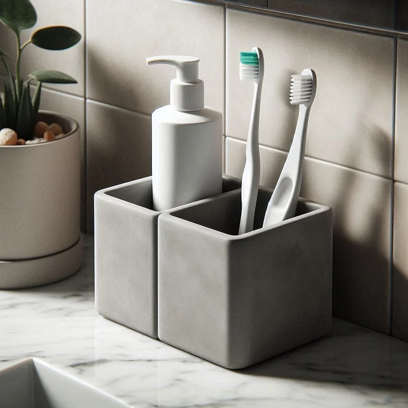 Porte-brosses à dents moderne avec deux compartiments séparés