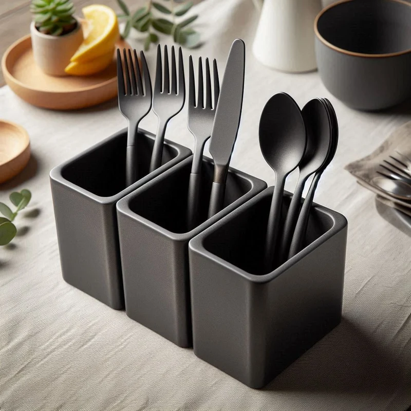 Porte-couverts moderne et pratique avec trois compartiments