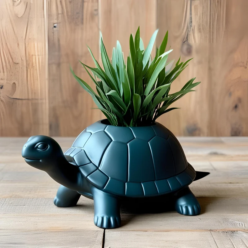 Petit pot de fleurs décoratif en forme de tortue pour intérieur