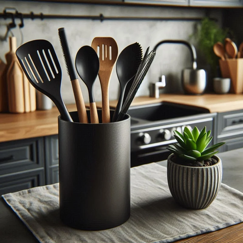 Porte-ustensiles de cuisine rond au design moderne