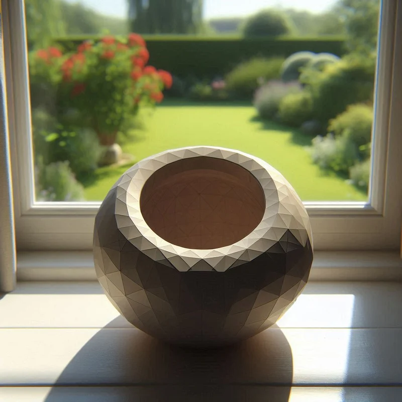 Pot de fleurs moderne low poly avec ouverture oblique