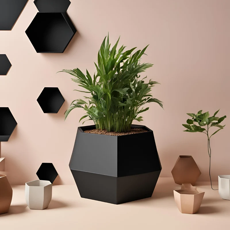 Cache-pot hexagonal au design moderne et minimaliste