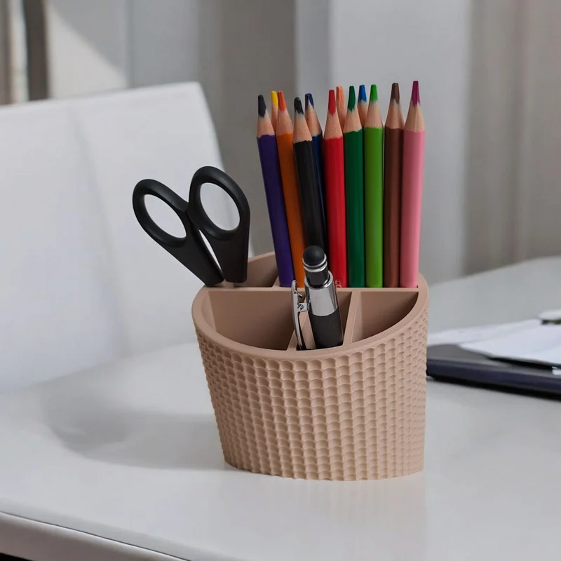 Pot à crayons incliné avec design rétro à pois