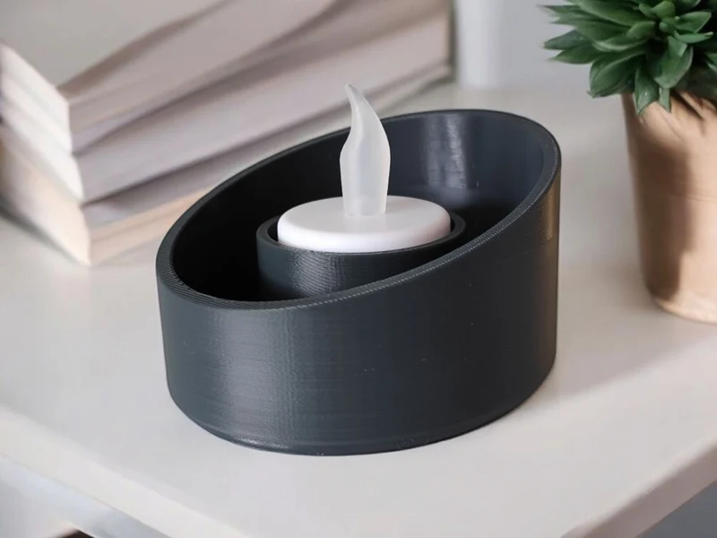 Bougeoir moderne en forme d'ellipse avec bord incliné