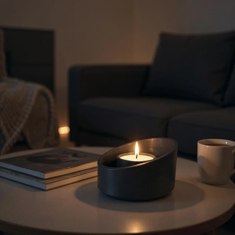 Bougeoir moderne en forme d'ellipse avec bord incliné