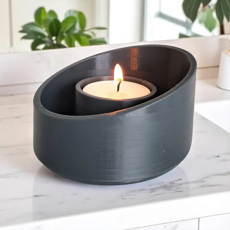 Bougeoir moderne en forme d'ellipse avec bord incliné