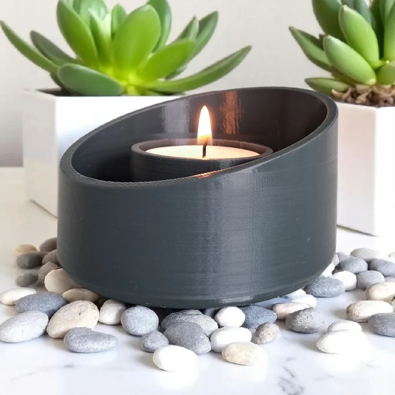 Bougeoir moderne en forme d'ellipse avec bord incliné