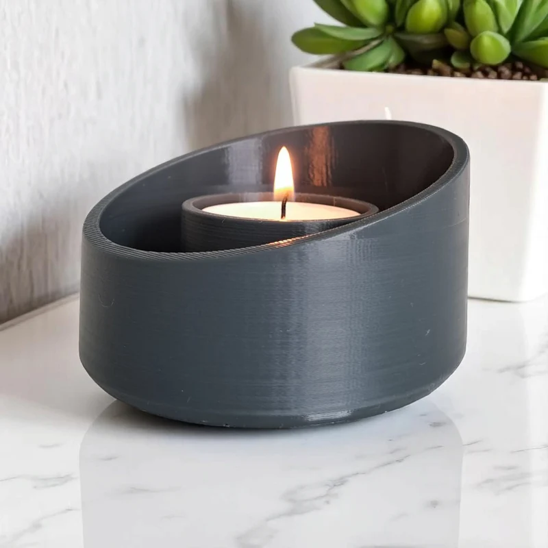 Bougeoir moderne en forme d'ellipse avec bord incliné