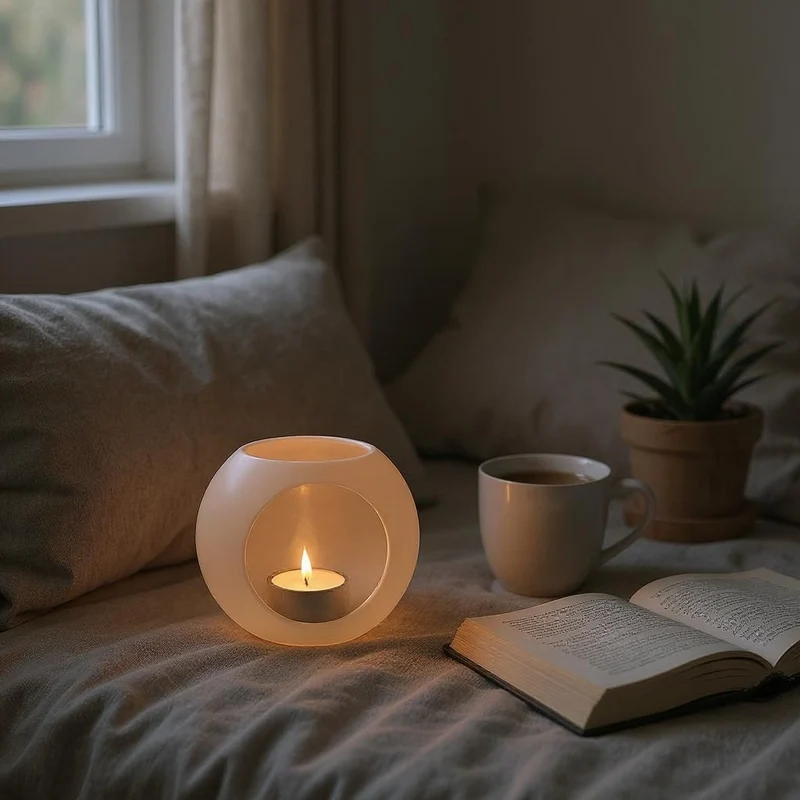 Bougeoir sphérique moderne pour bougies LED
