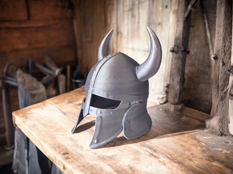 Casque de viking décoratif ancien et usé pour exposition