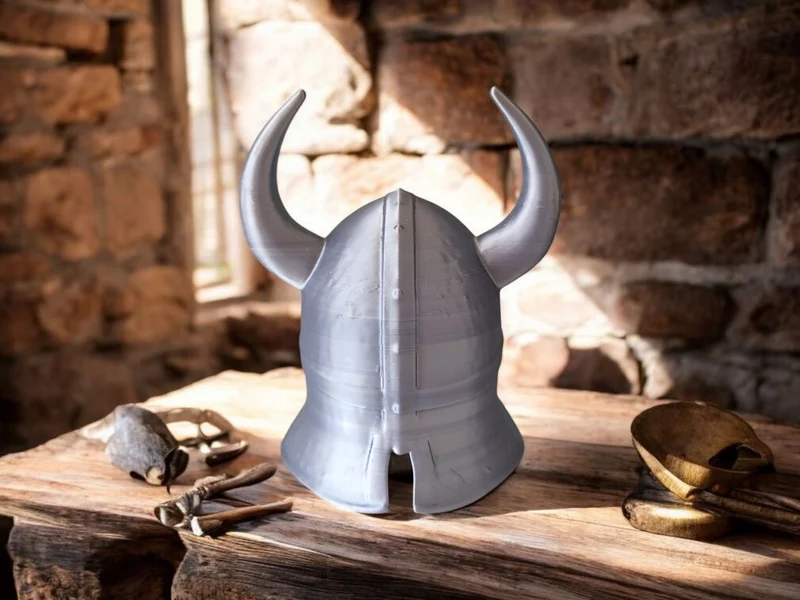 Casque de viking décoratif ancien et usé pour exposition