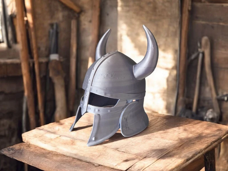 Casque de viking décoratif ancien et usé pour exposition