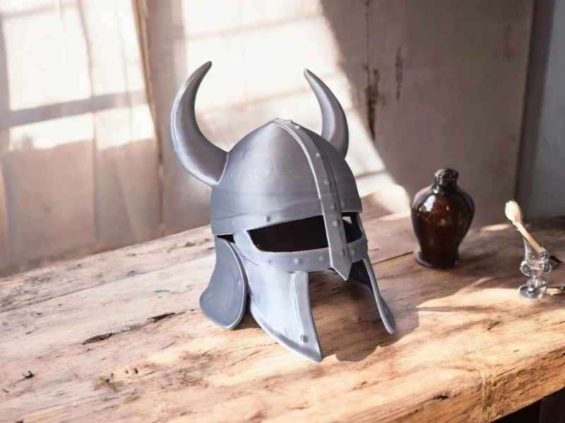 Casque de viking décoratif ancien et usé pour exposition