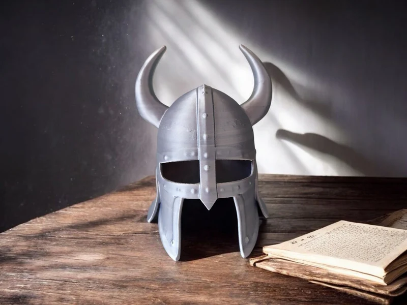 Casque de viking décoratif ancien et usé pour exposition