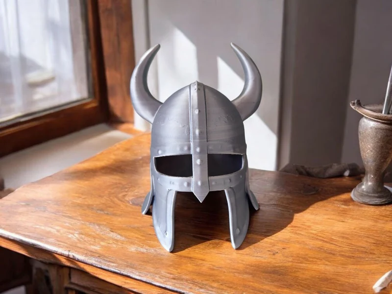 Casque de viking décoratif ancien et usé pour exposition