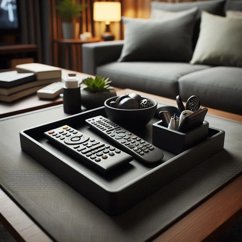 Support moderne pour télécommandes avec bols à snacks