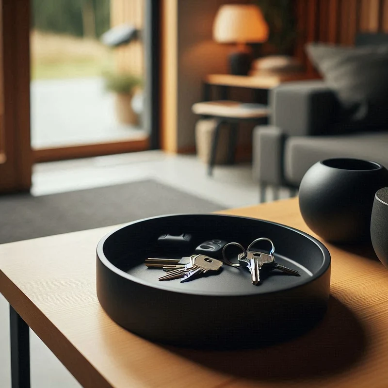 Plateau à clés rond minimaliste pour un rangement pratique