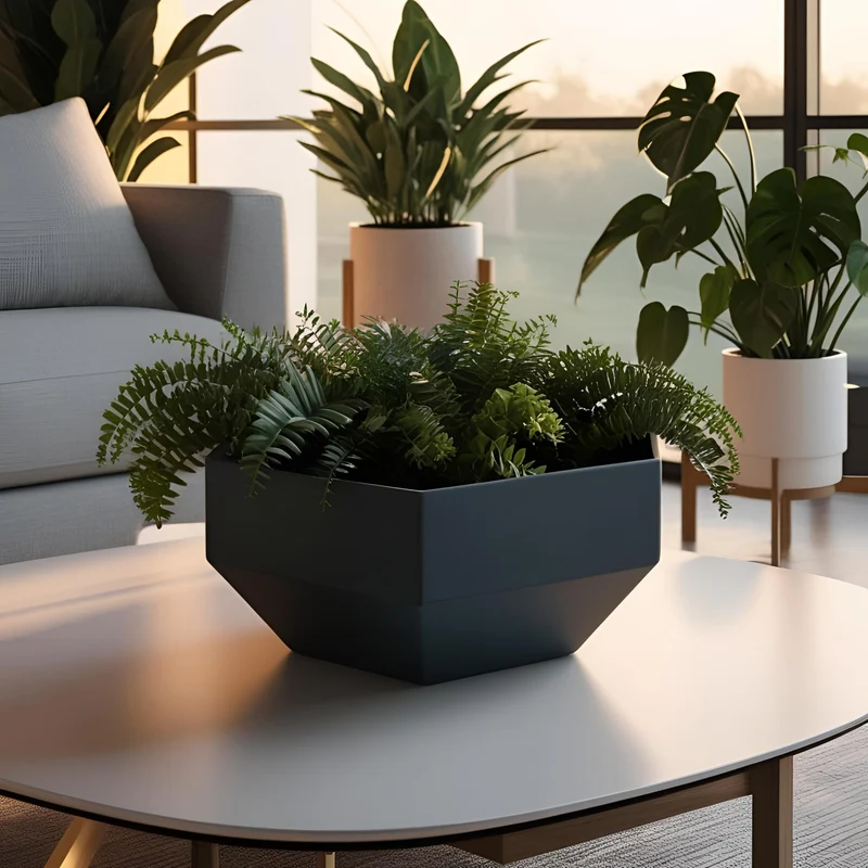 Pot de fleurs hexagonal moderne au design minimaliste