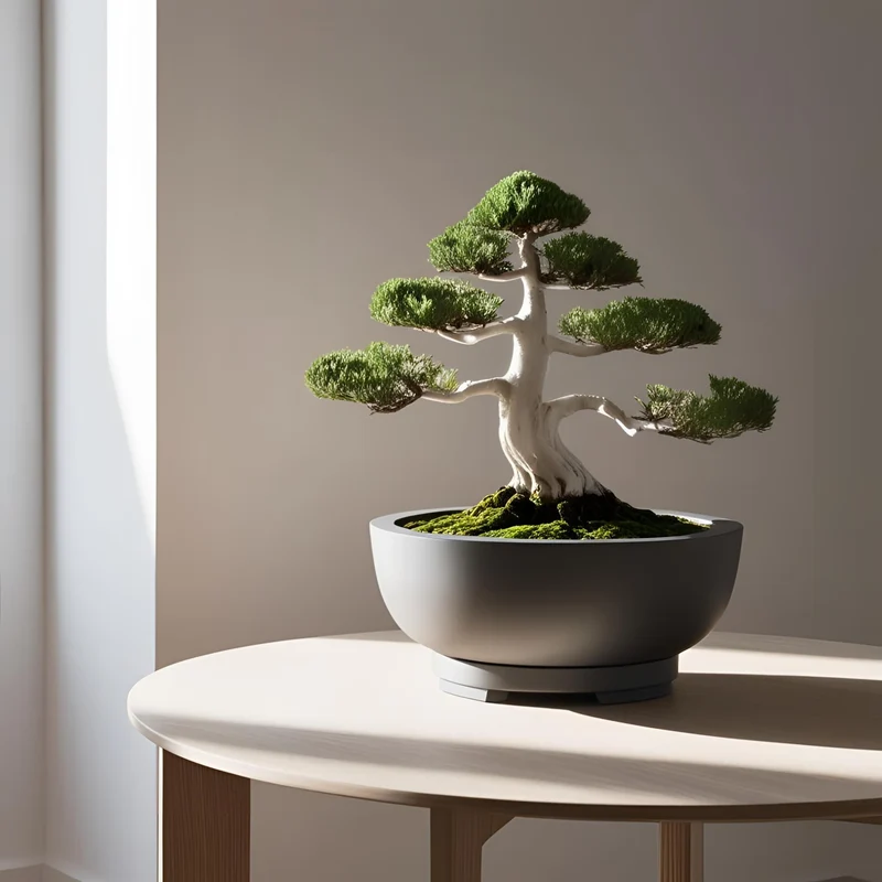 Pot de bonsaï minimaliste moderne avec plateau de drainage