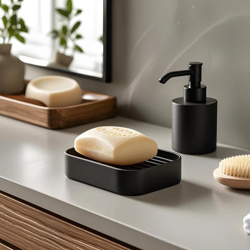 Porte-savon moderne avec rainures de drainage pratiques