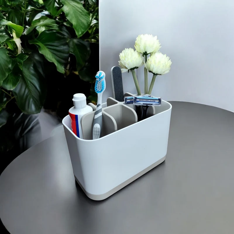 Organisateur de salle de bain pratique bicolore avec huit compartiments