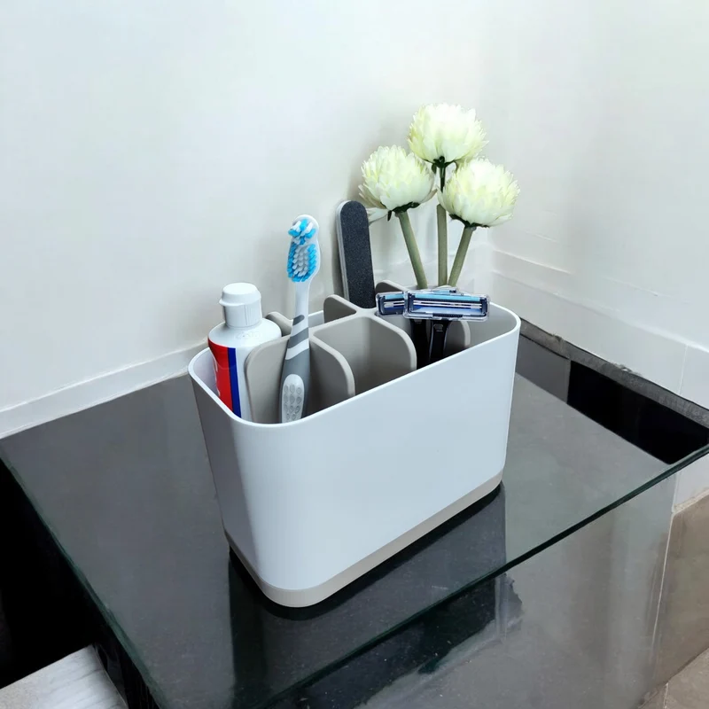 Organisateur de salle de bain pratique bicolore avec huit compartiments