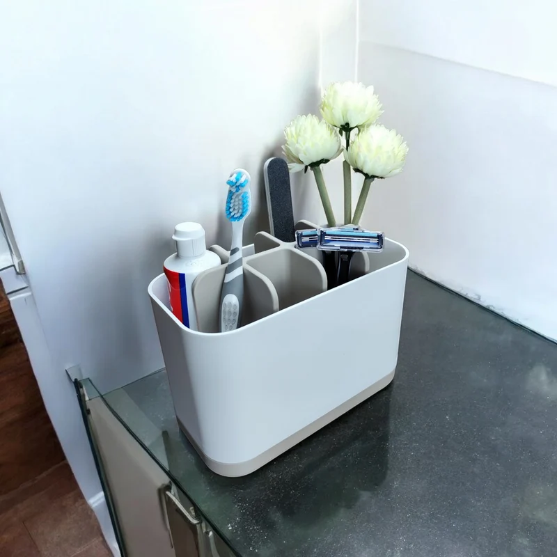 Organisateur de salle de bain pratique bicolore avec huit compartiments