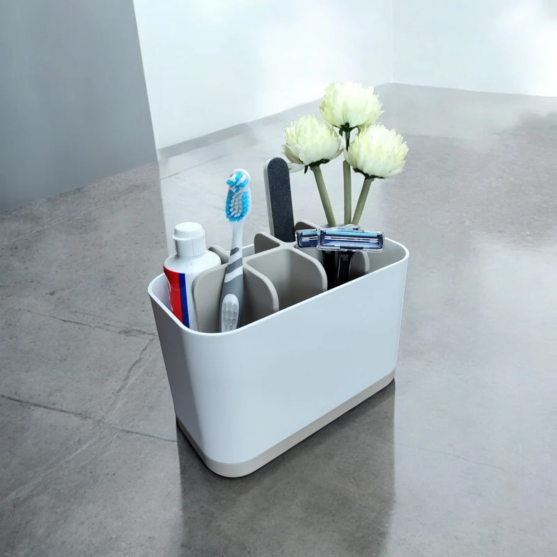 Organisateur de salle de bain pratique bicolore avec huit compartiments