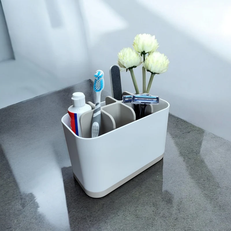 Organisateur de salle de bain pratique bicolore avec huit compartiments