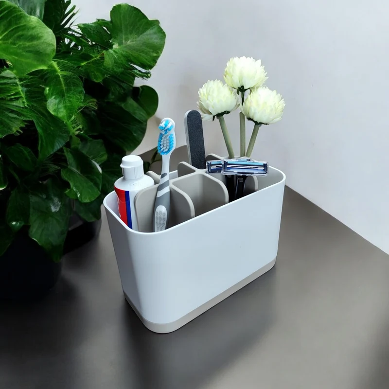 Organisateur de salle de bain pratique bicolore avec huit compartiments