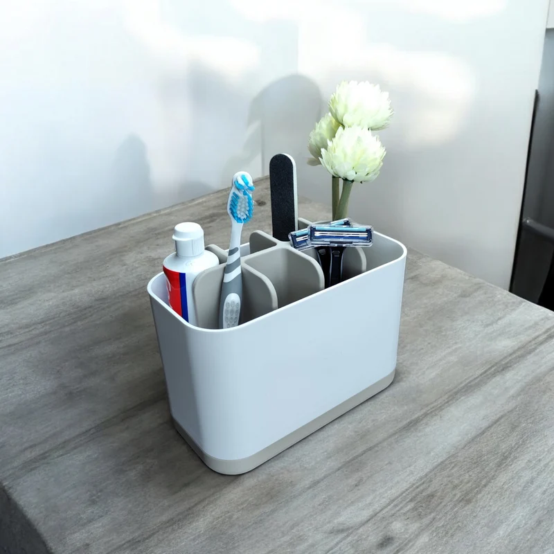 Organisateur de salle de bain pratique bicolore avec huit compartiments