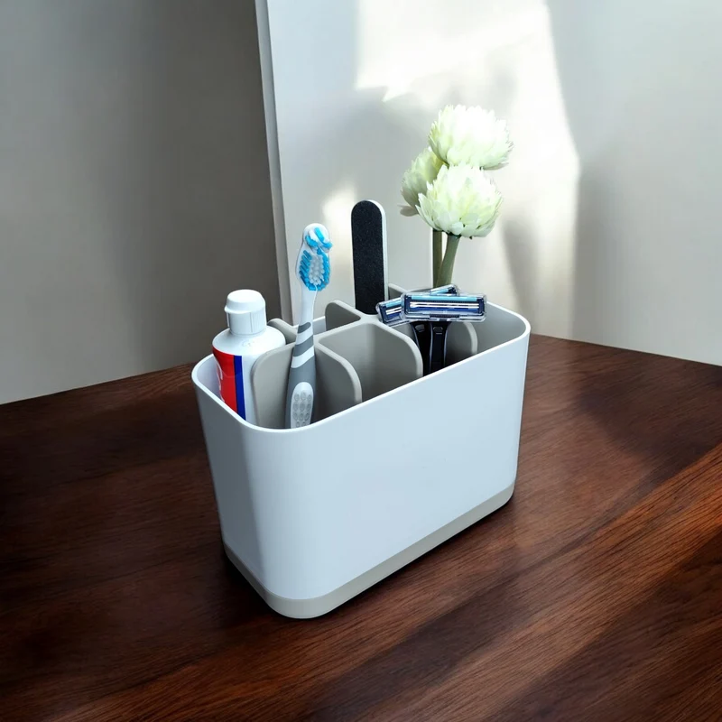 Organisateur de salle de bain pratique bicolore avec huit compartiments